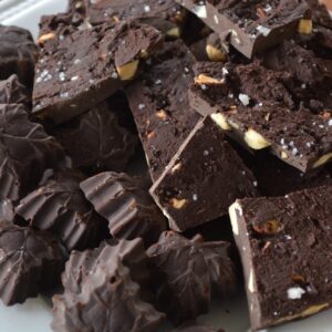 How to Make Homemade Chocolate 6 homemade chocolate piled on a plate