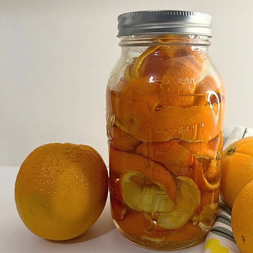 orange peels in mason jar