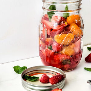 Mason Jar Berry Fruit Salad with Citrus Mint Dressing 10 Berry Fruit Salad with Citrus Mint Dressing in Mason Jar