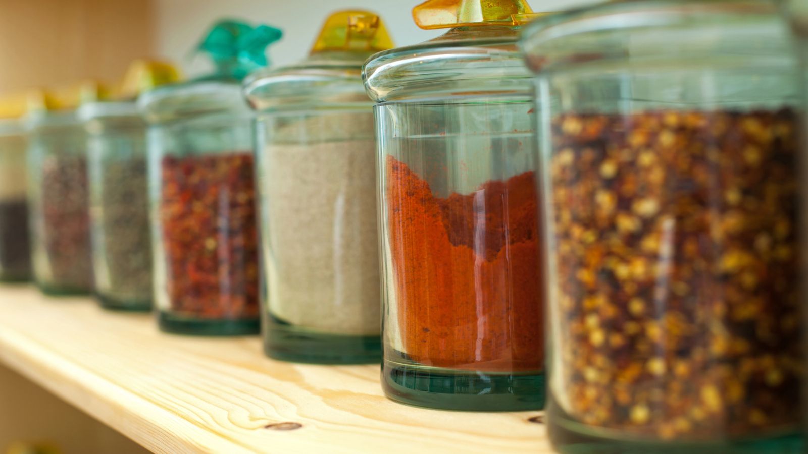 Dried spices in glass jars