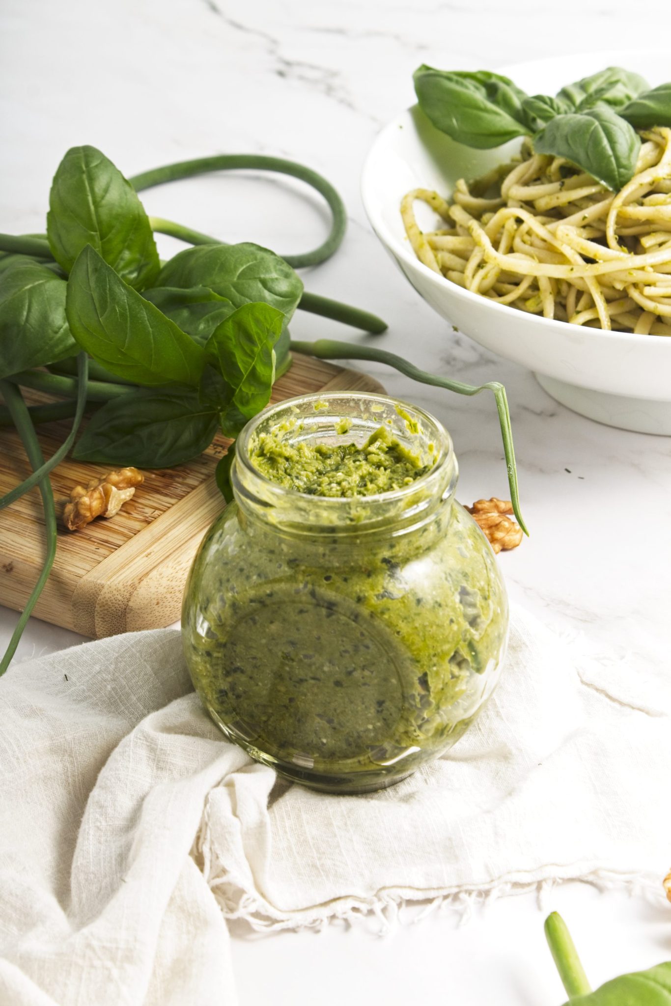 Homemade Garlic Scape Pesto