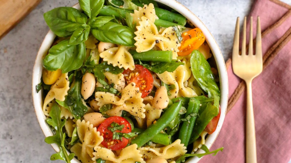 18 Easy Canned Bean Recipes to Use Up Your Pantry Stockpile 4 Beans-and-Greens-Pasta-Salad