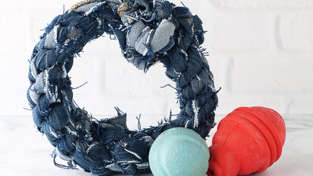 Denim dog toy