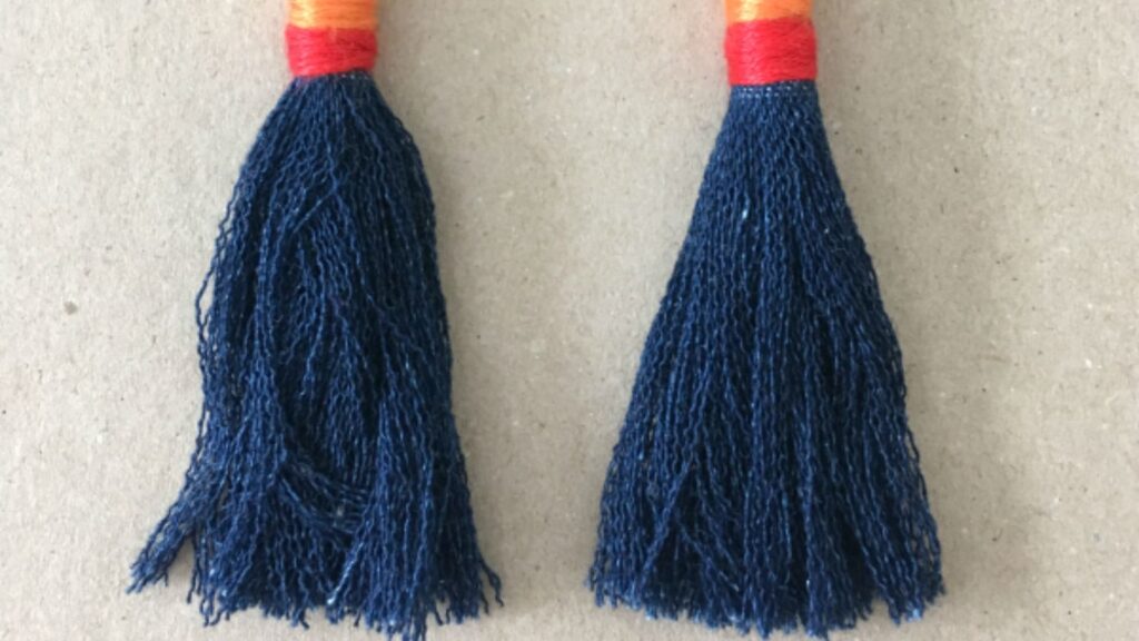 Denim tassel earings