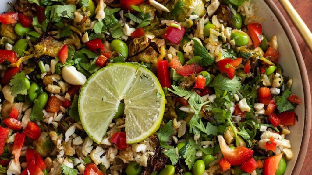 24 Winter Salads to Make You Forget It's Cold Outside 11 Baked Brussels Sprouts and Crispy Rice Salad