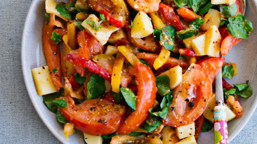 20 Cozy Winter Salad Ideas to Keep You Full and Satisfied 17 Fire roasted Capsicum, Tomato and Mozzarella Salad
