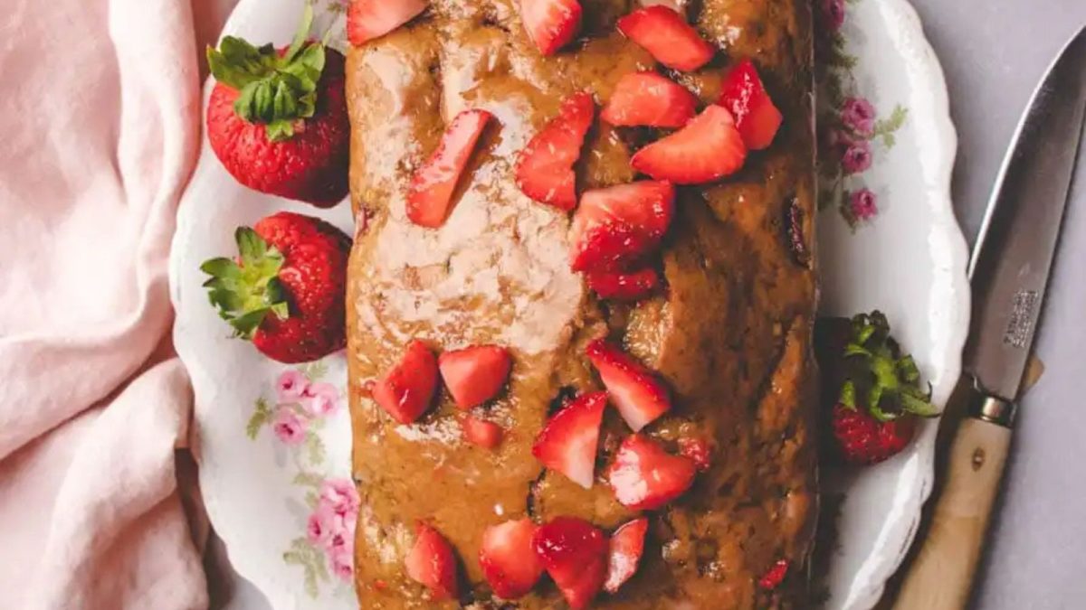 Fresh Strawberry Zucchini Quick Bread with Glaze