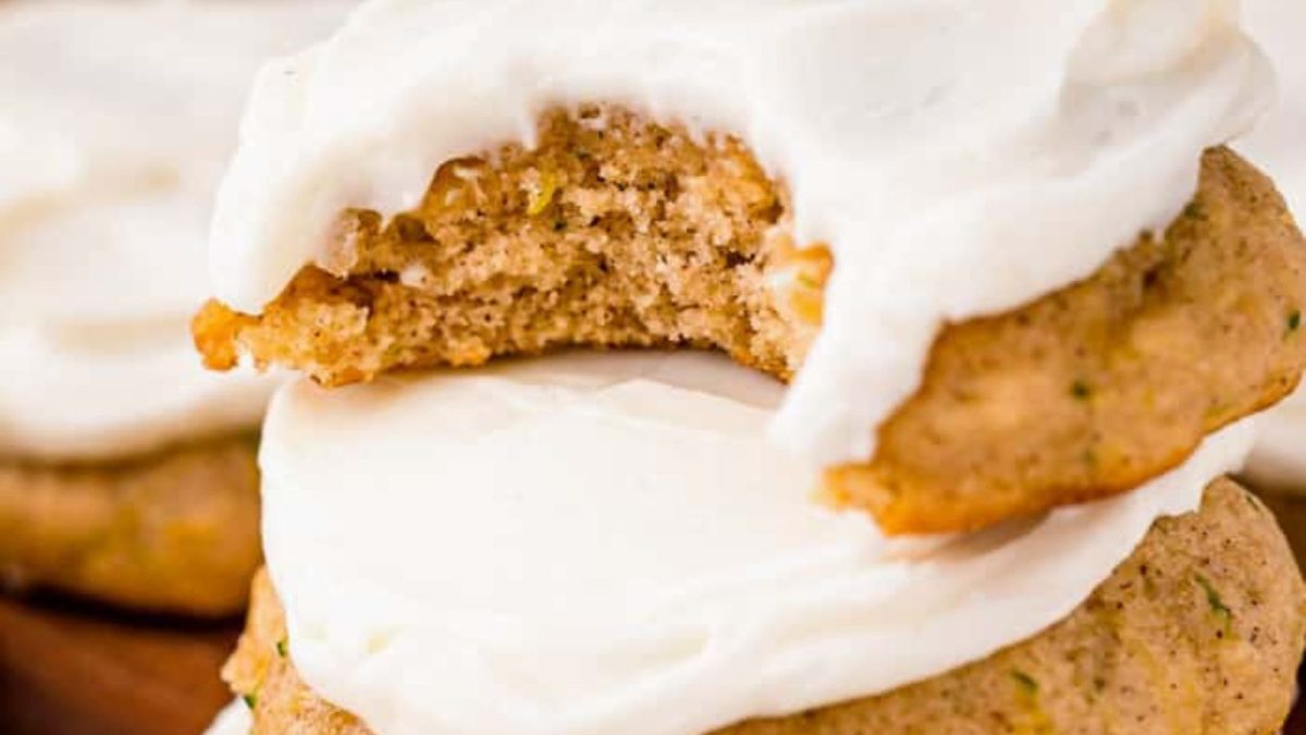 Moist Zucchini Cookies with Cream Cheese Frosting