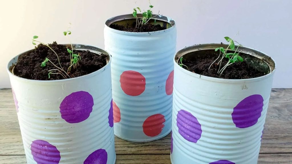 25 Creative Ways to Turn Old Junk into Beautiful Planters for Your Garden 5 Polka-dot Upcycled Can Planters & Planting Flowers from Seeds