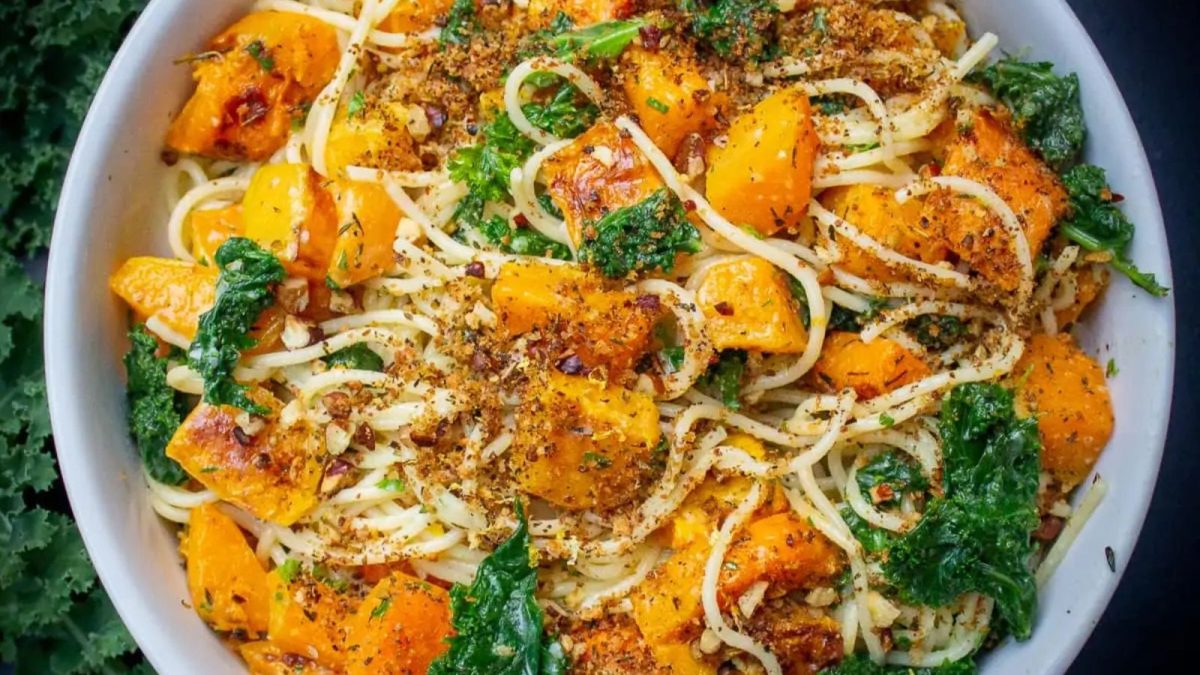 Angel Hair Pasta with Squash and Kale