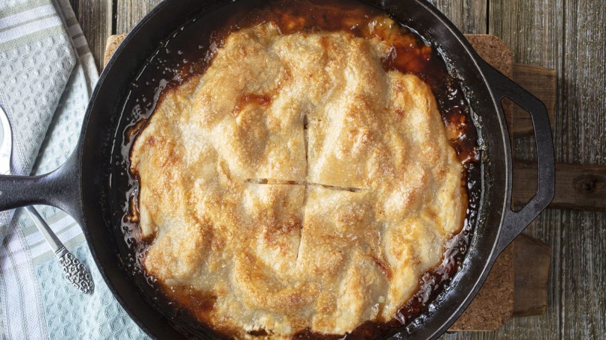 Golden Crusted Apple Pie Made In A Cast iron