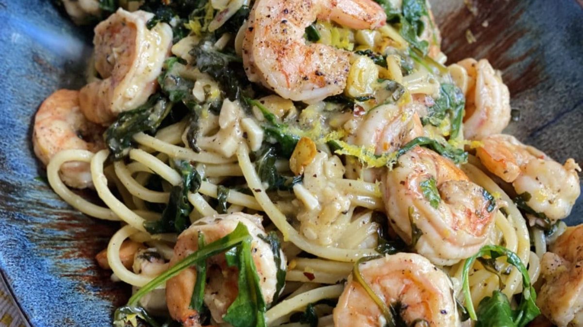 Shrimp Scampi Arugula Pasta