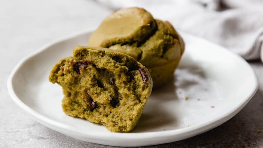 20 Matcha Recipes That’ll Make You Forget Chocolate Exists 20 Rice flour matcha muffins on a plate.