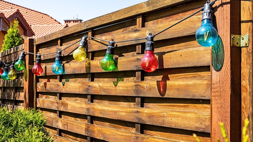 coloring string lights on fence