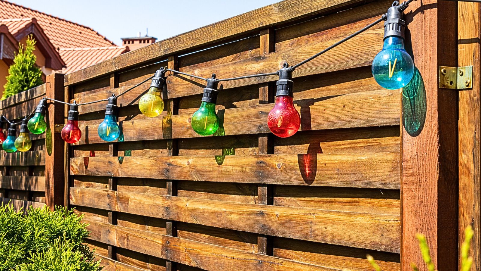 coloring string lights on fence