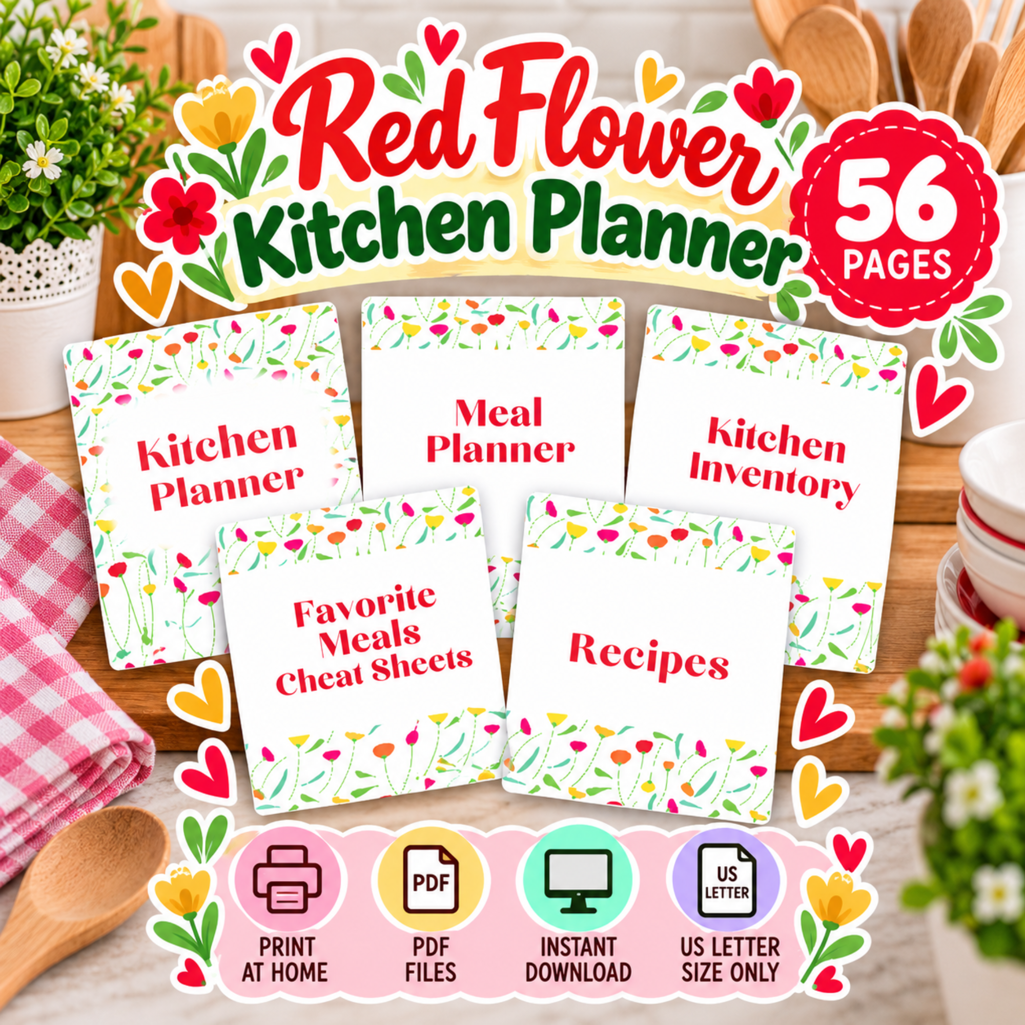 Kitchen Planner Printable PDF – Meal Planner, Grocery List, Recipe Organizer & Kitchen Inventory Tracker 1 Kitchen Planner Printable PDF – Meal Planner, Grocery List, Recipe Organizer & Kitchen Inventory Tracker
