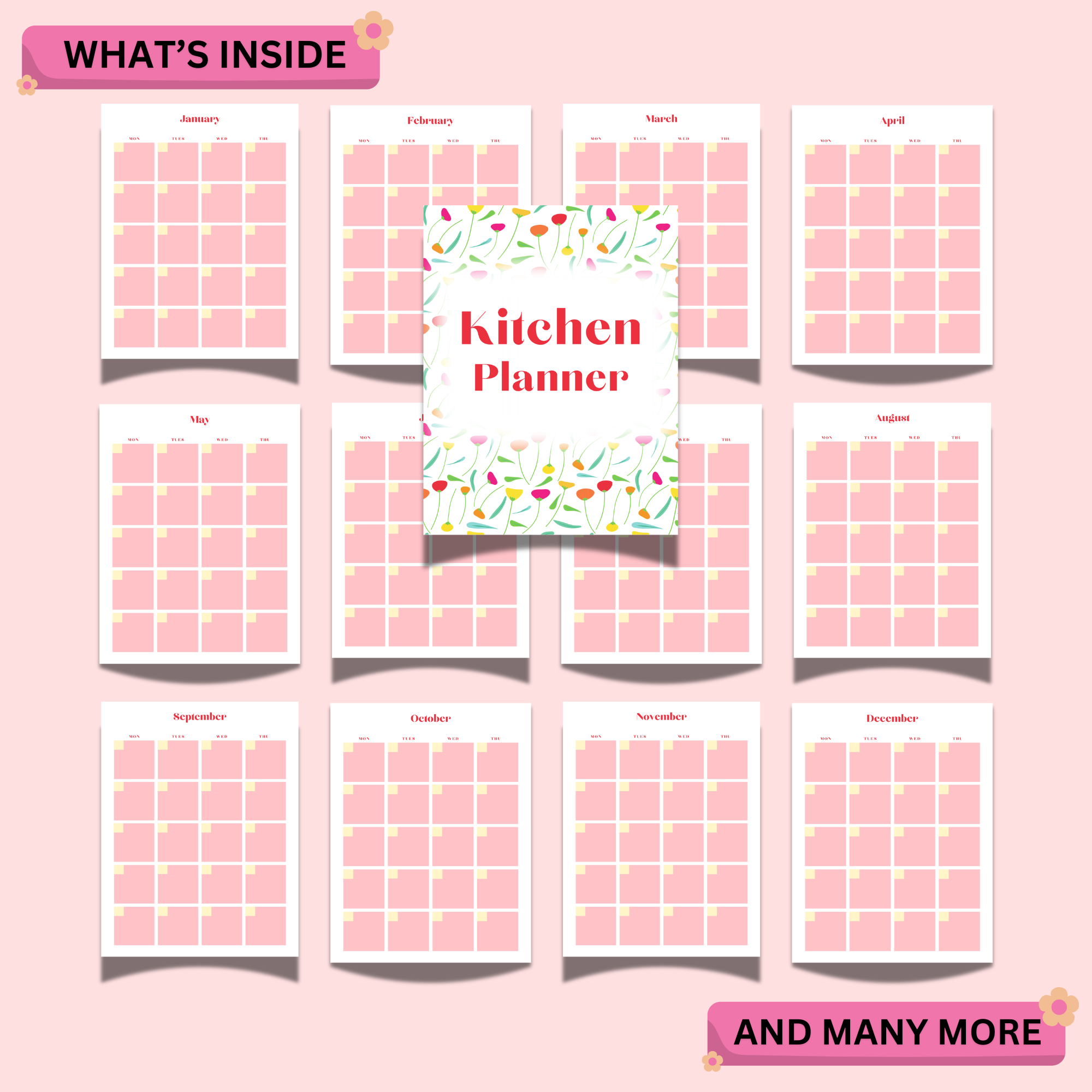Kitchen Planner Printable PDF – Meal Planner, Grocery List, Recipe Organizer & Kitchen Inventory Tracker 2 Kitchen Planner Printable PDF – Meal Planner, Grocery List, Recipe Organizer & Kitchen Inventory Tracker - Image 2