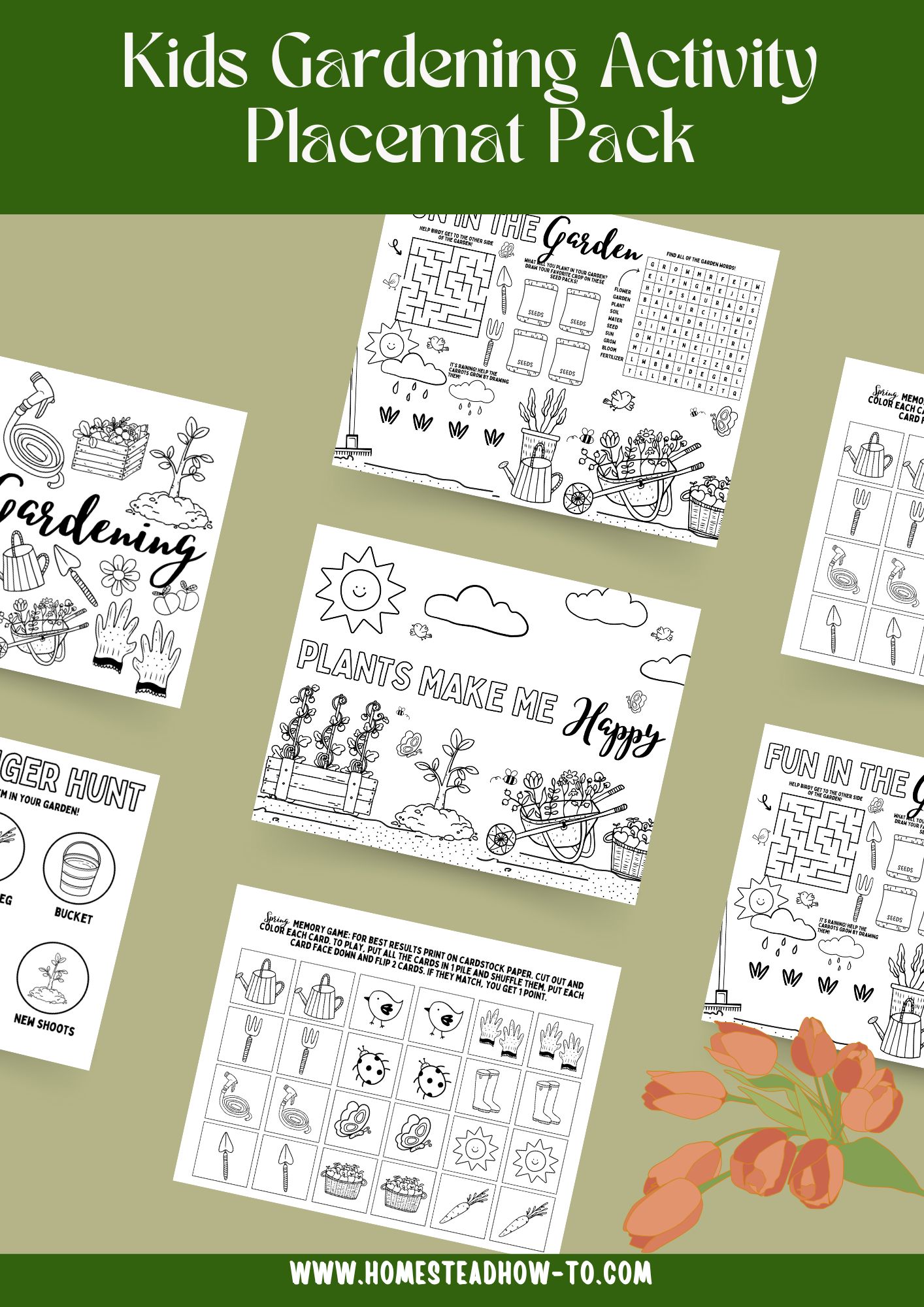 Kids Gardening Homestead Activity Placemat Pack 2 Kids Gardening Homestead Activity Placemat Pack - Image 2