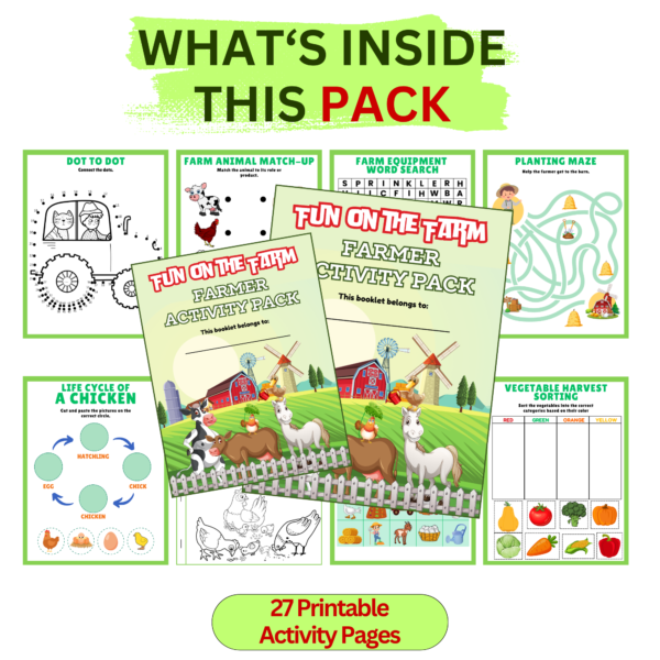 27 Page Farm Activity Pack For Kids- Fun On The Farm Printable ...
