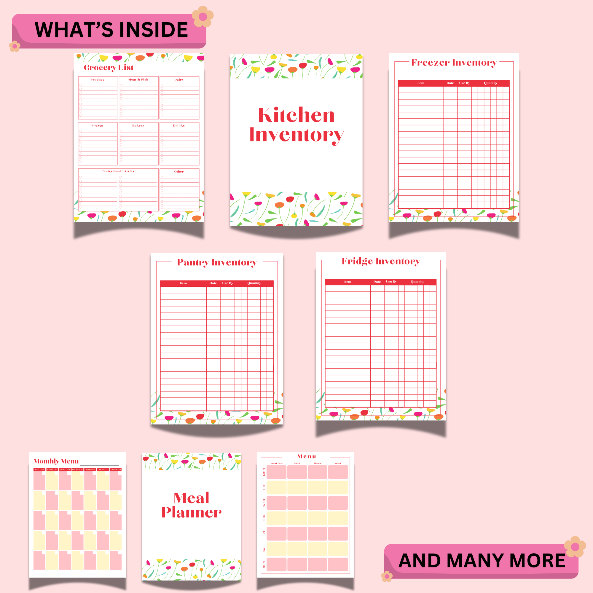 Kitchen Planner Printable PDF – Meal Planner, Grocery List, Recipe Organizer & Kitchen Inventory Tracker 3 Kitchen Planner Printable PDF – Meal Planner, Grocery List, Recipe Organizer & Kitchen Inventory Tracker - Image 3