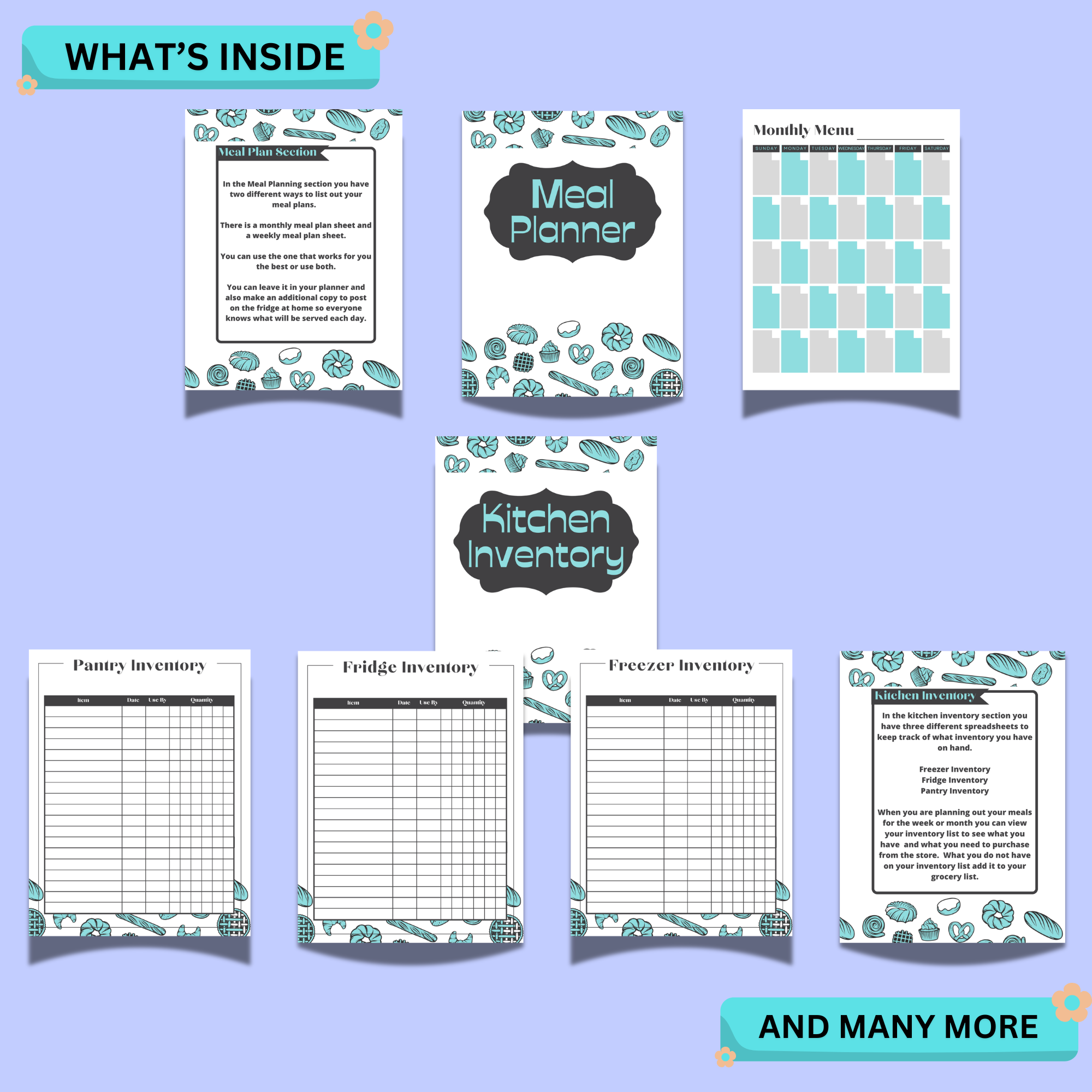 Minimalist Blue Kitchen Planner – Printable Meal & Grocery Organizer 3 Minimalist Blue Kitchen Planner – Printable Meal & Grocery Organizer - Image 3