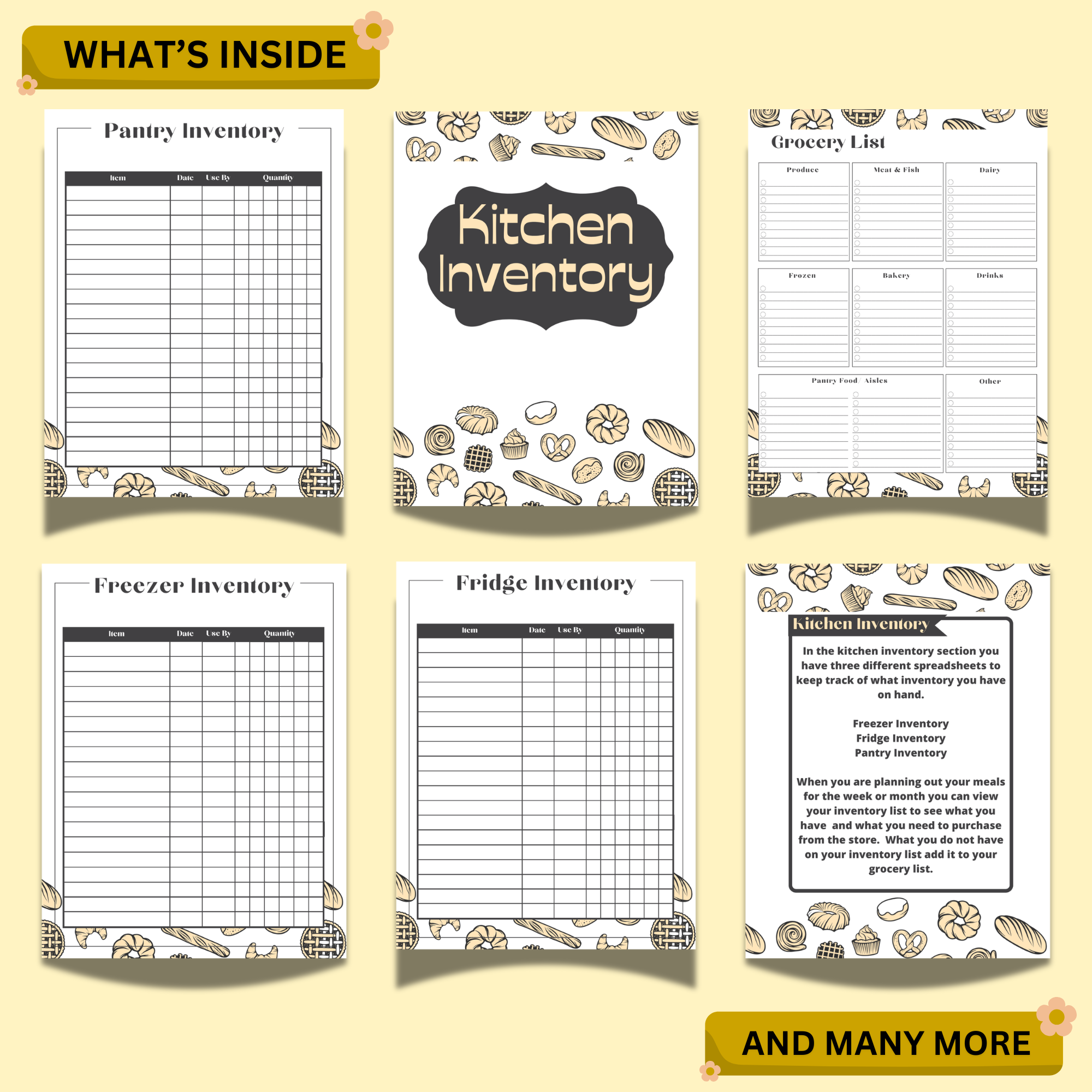 Kitchen Planner Printable (Yellow Theme) | Meal Plan, Grocery List & Recipe Organizer 3 Kitchen Planner Printable (Yellow Theme) | Meal Plan, Grocery List & Recipe Organizer - Image 3