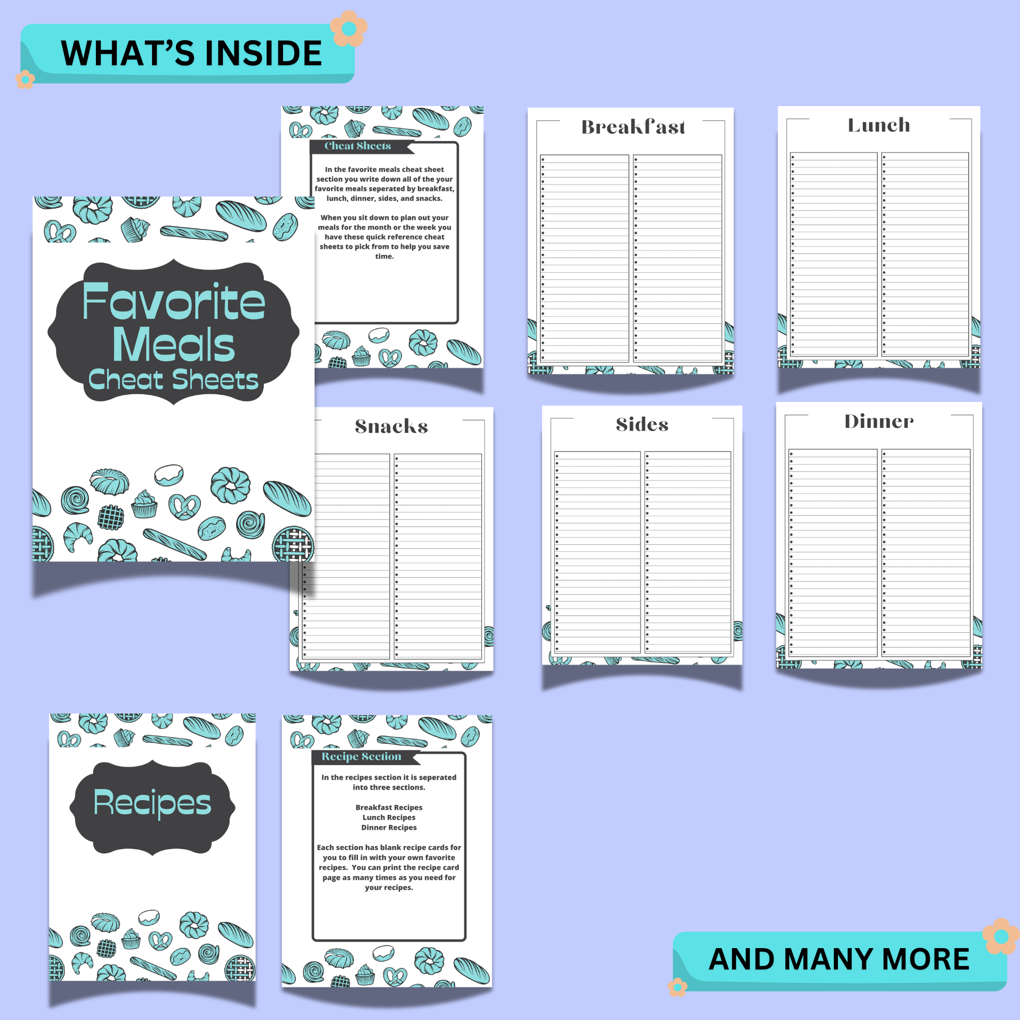 Minimalist Blue Kitchen Planner – Printable Meal & Grocery Organizer 4 Minimalist Blue Kitchen Planner – Printable Meal & Grocery Organizer - Image 4