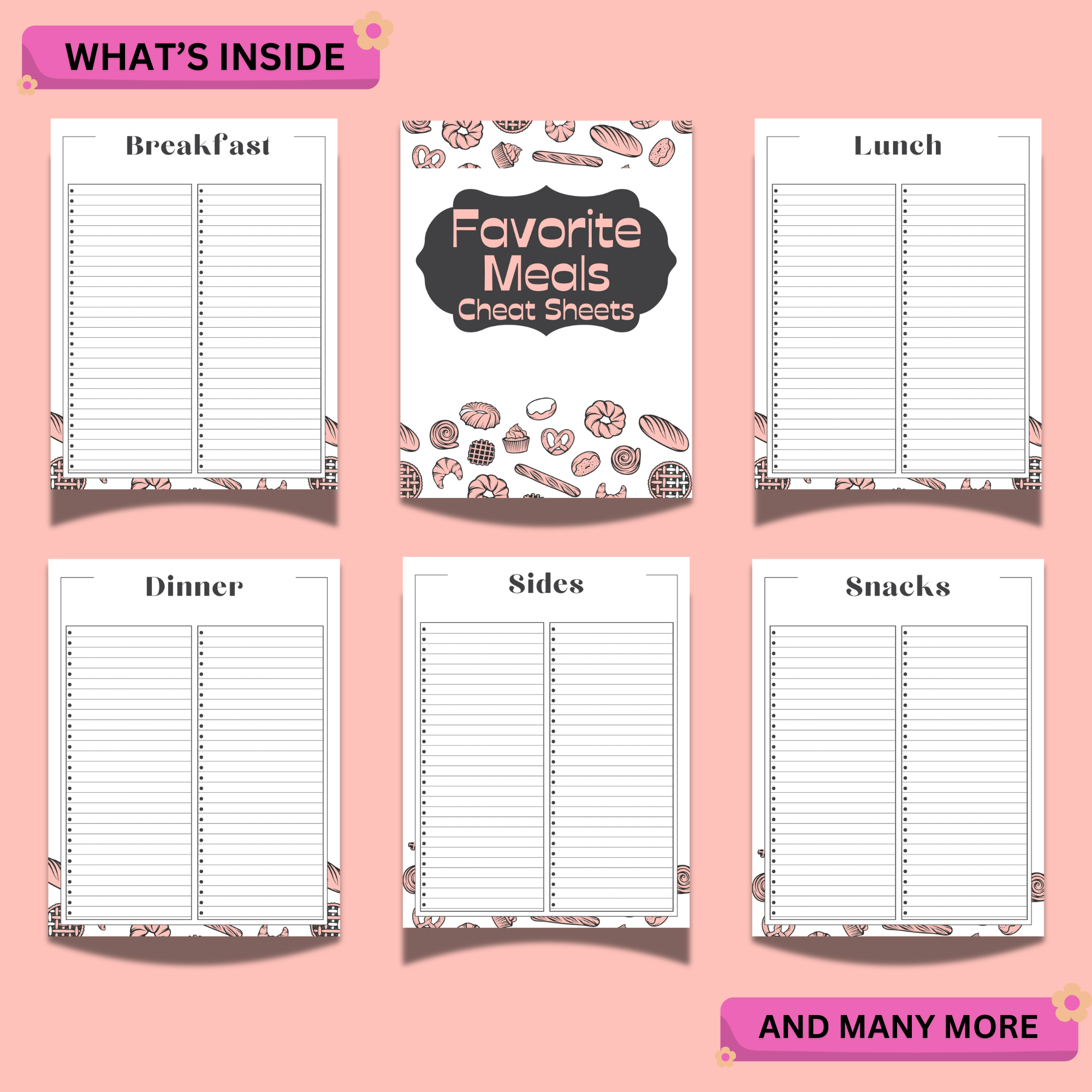 Pink Meal Planner Printable – Kitchen Organizer, Grocery List & Recipe Pages 4 Pink Meal Planner Printable – Kitchen Organizer, Grocery List & Recipe Pages - Image 4