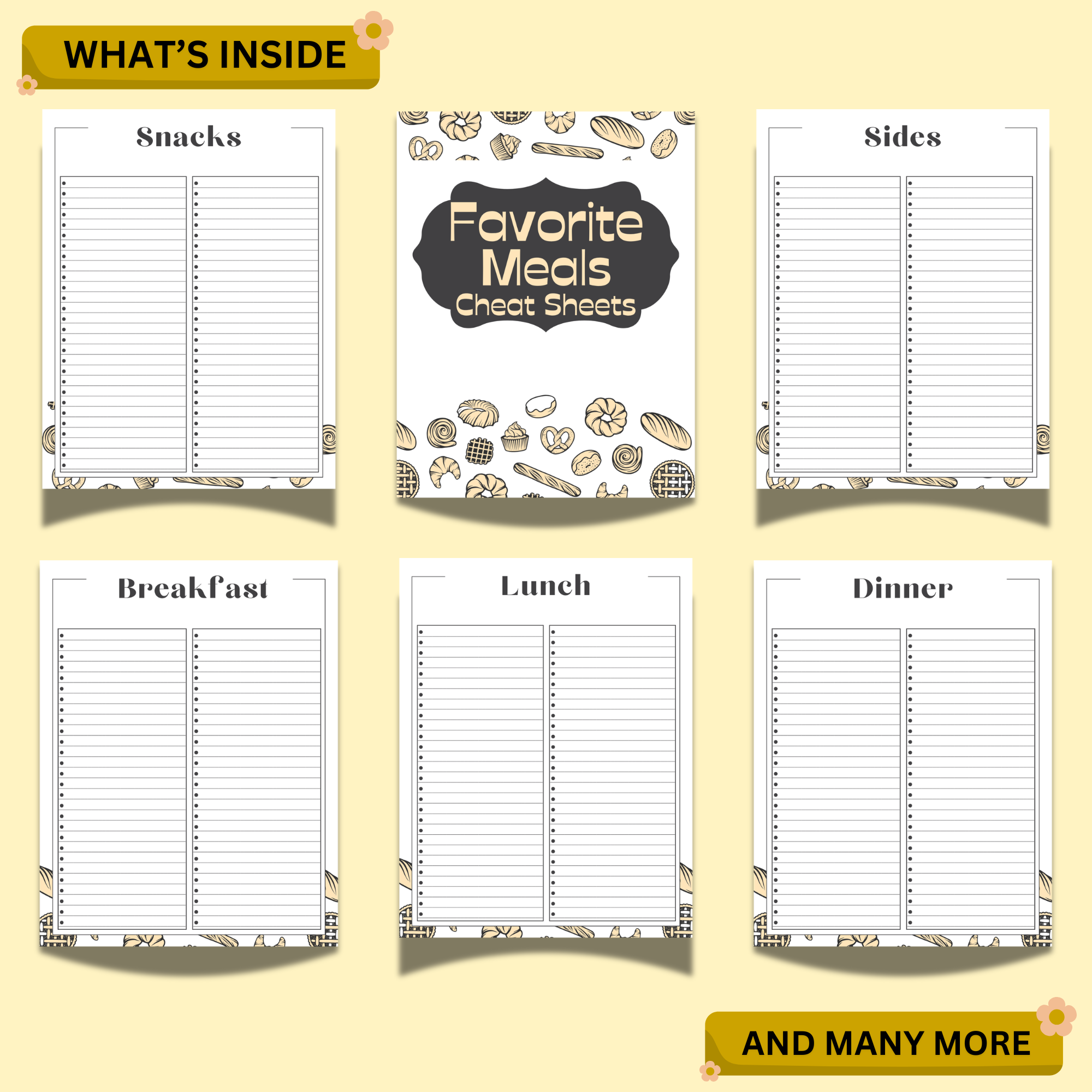 Kitchen Planner Printable (Yellow Theme) | Meal Plan, Grocery List & Recipe Organizer 4 Kitchen Planner Printable (Yellow Theme) | Meal Plan, Grocery List & Recipe Organizer - Image 4
