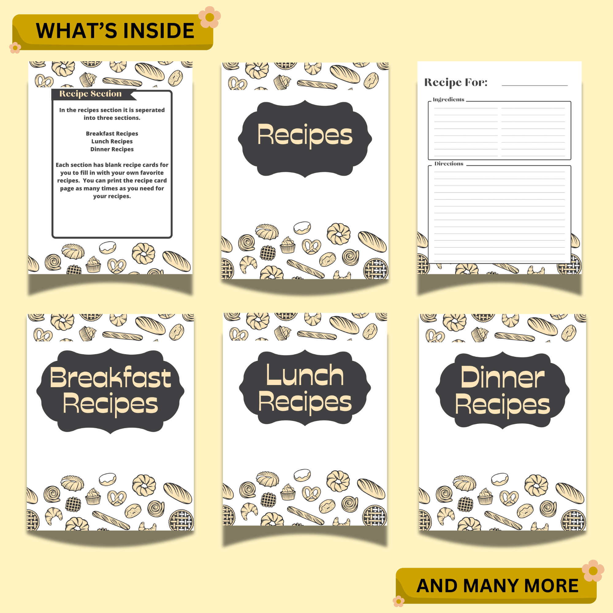 Kitchen Planner Printable (Yellow Theme) | Meal Plan, Grocery List & Recipe Organizer 5 Kitchen Planner Printable (Yellow Theme) | Meal Plan, Grocery List & Recipe Organizer - Image 5