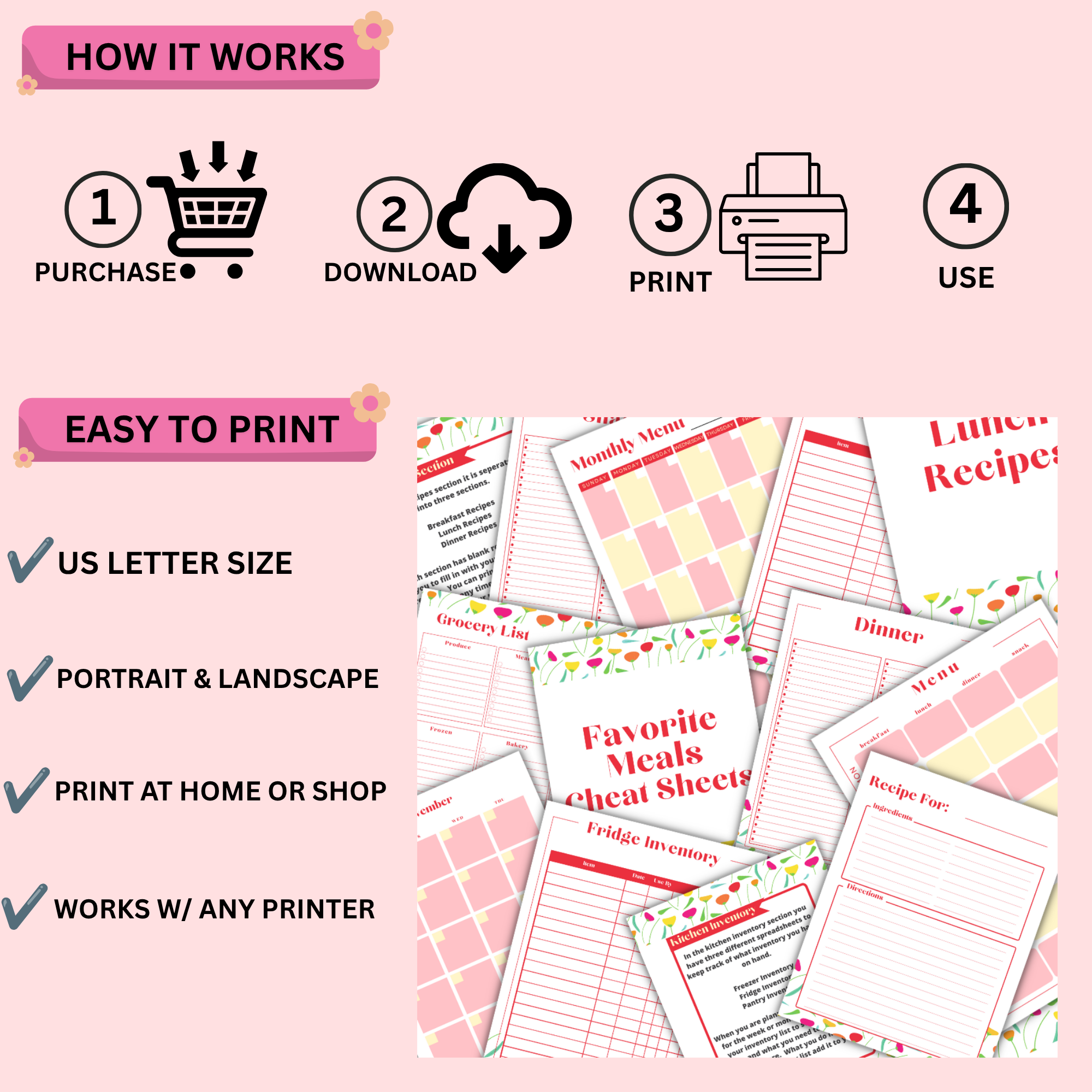 Kitchen Planner Printable PDF – Meal Planner, Grocery List, Recipe Organizer & Kitchen Inventory Tracker 6 Kitchen Planner Printable PDF – Meal Planner, Grocery List, Recipe Organizer & Kitchen Inventory Tracker - Image 6