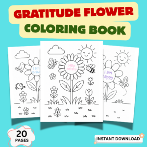 Gratitude Flower Coloring Book Cover | Kids Printable Activity
