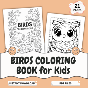 birds coloring book for kids printable 21 pages cute bird coloring pages owl parrot toddler activity pdf