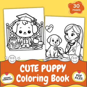 cute puppy coloring book printable 30 pages dog coloring pages pdf kids toddler preschool activity