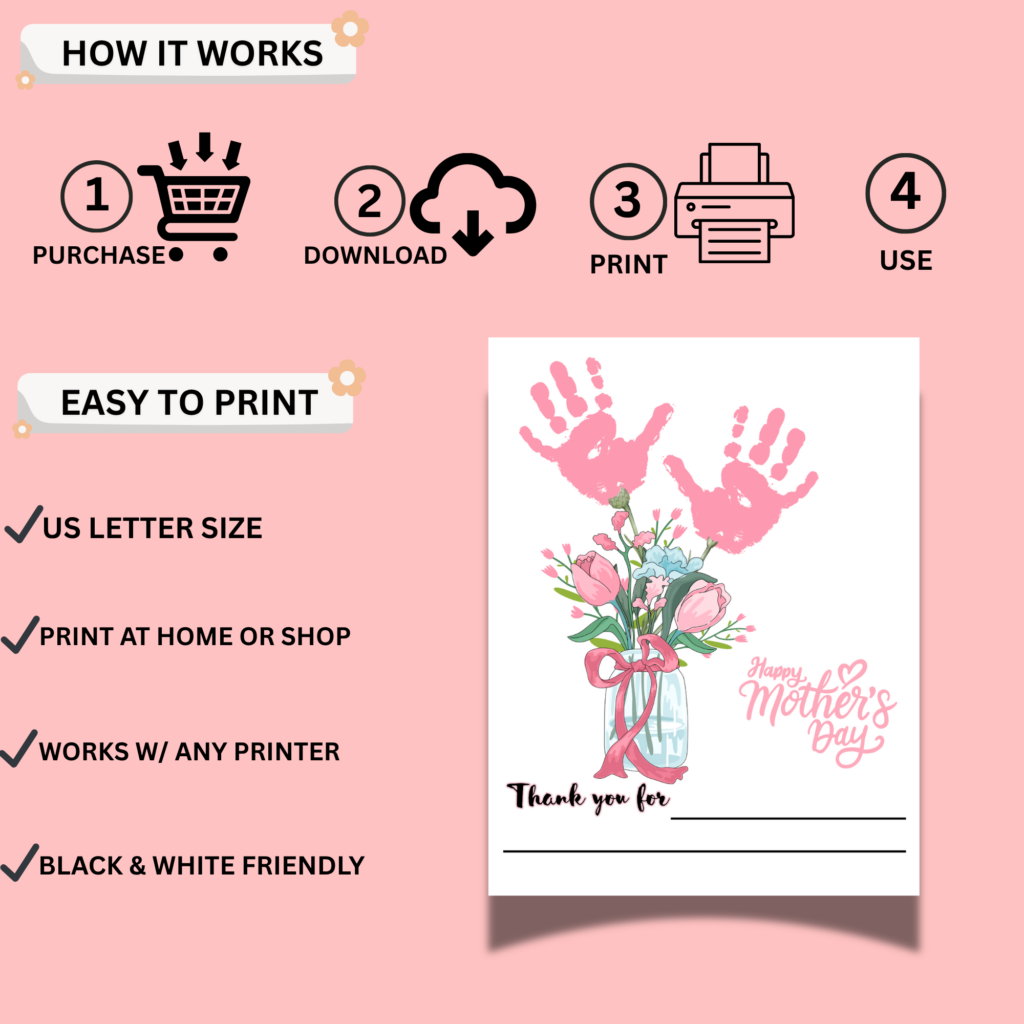 Mother’s Day Handprint Art Printable PDF | Kids DIY Gift For Mom | All ...