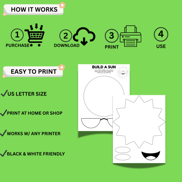 Build A Sun Craft Printable For Kids | Summer Cut And Paste Activity ...