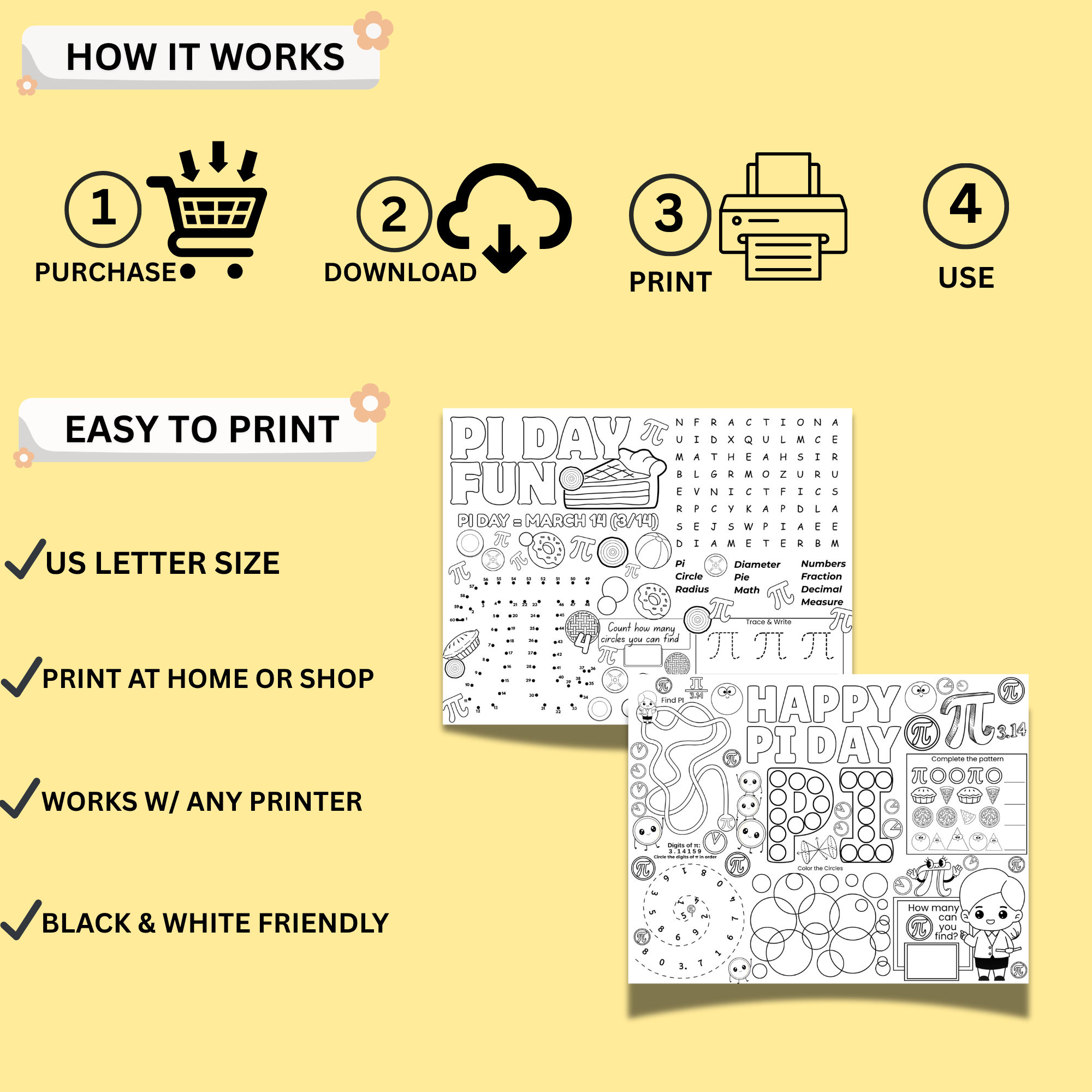 Pi Day Activity Placemats Printable PDF – Math Worksheets For Kids ...