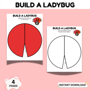 Build a ladybug craft printable for kids showing cut and paste insect activity with coloring worksheet for preschool learning.