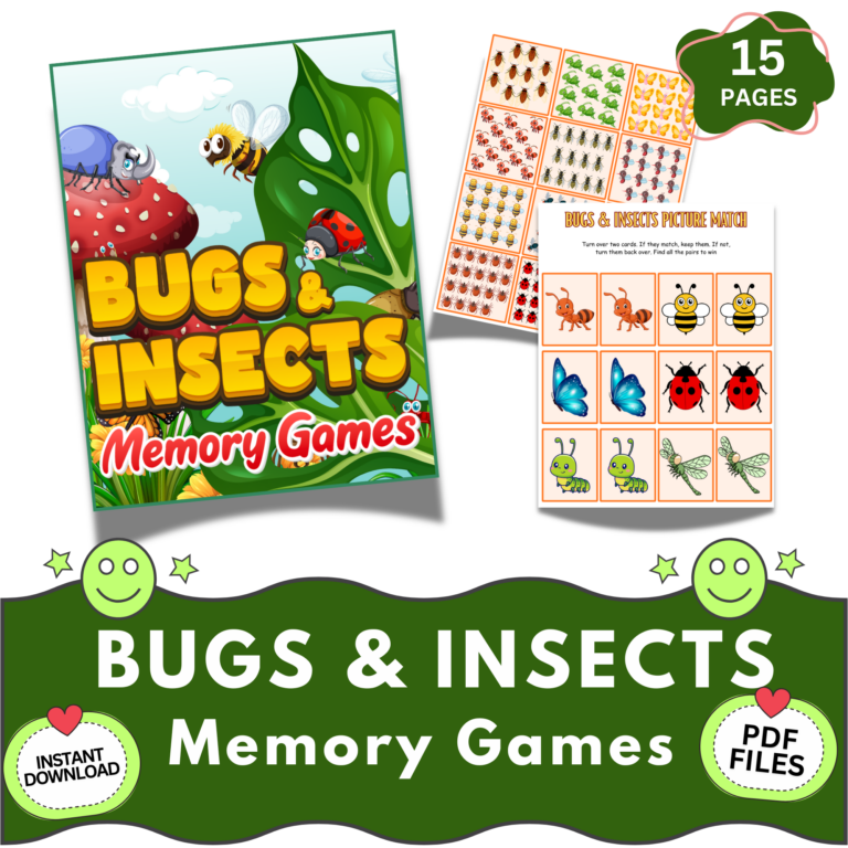 Bugs And Insects Memory Game Printable – Preschool Matching Activities ...