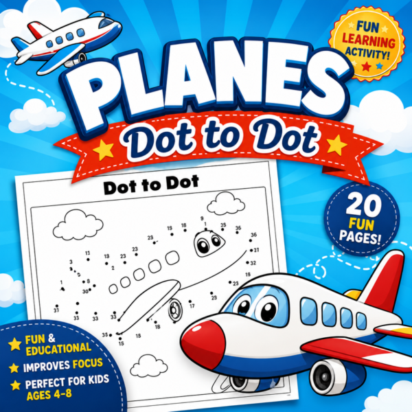 Planes Dot To Dot Printable Bundle For Kids | Airplane Connect The Dots ...