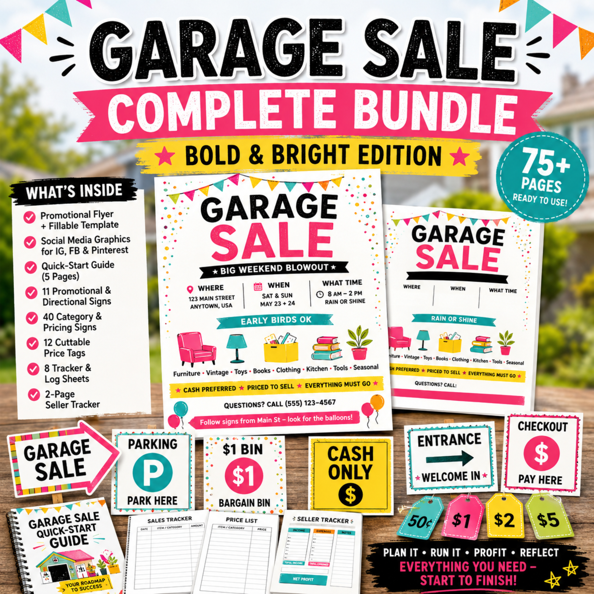 Garage Sale Complete Bundle Printable PDF – Yard Sale Signs, Price Tags ...