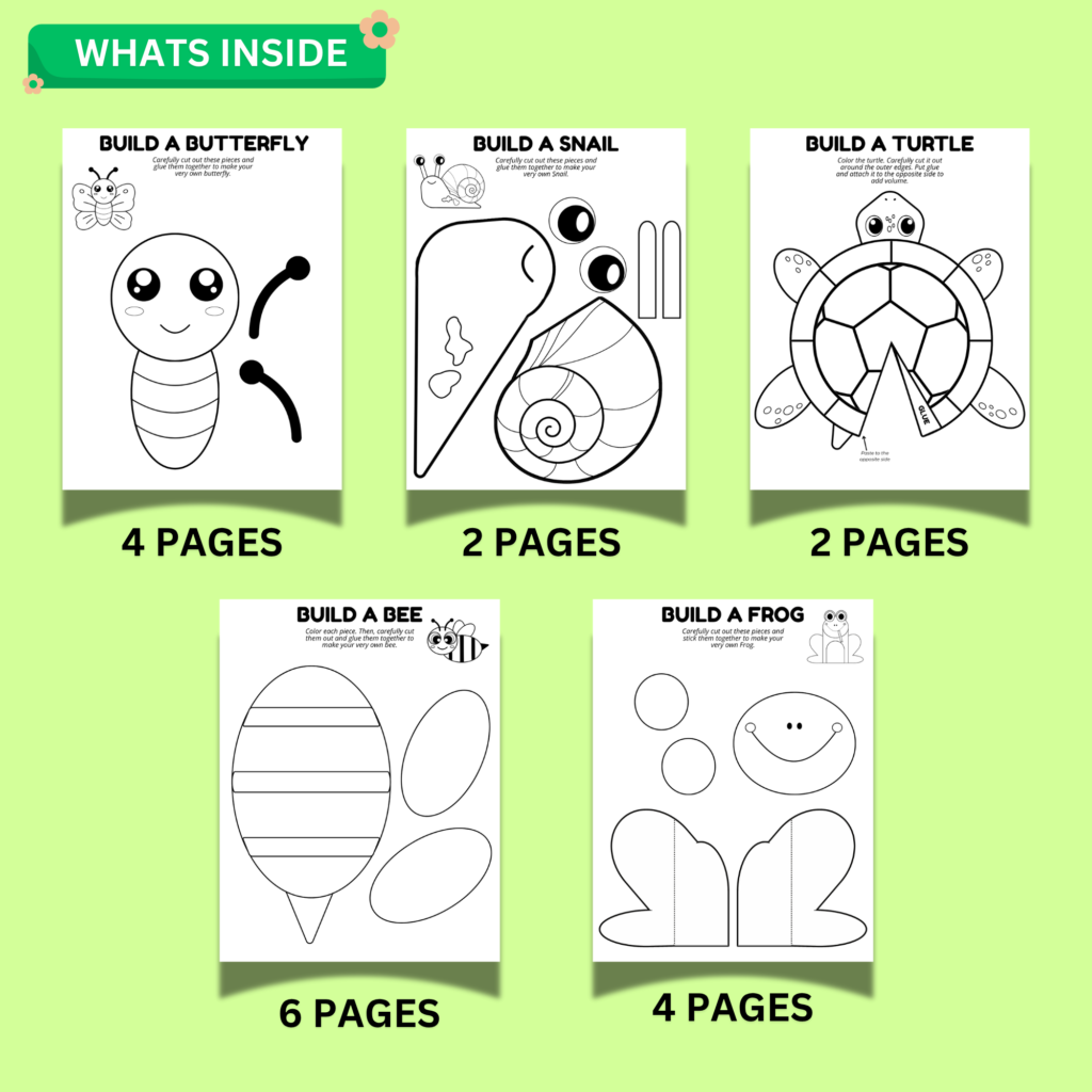 Build & Create Animal Activities Bundle For Kids | Printable Cut ...