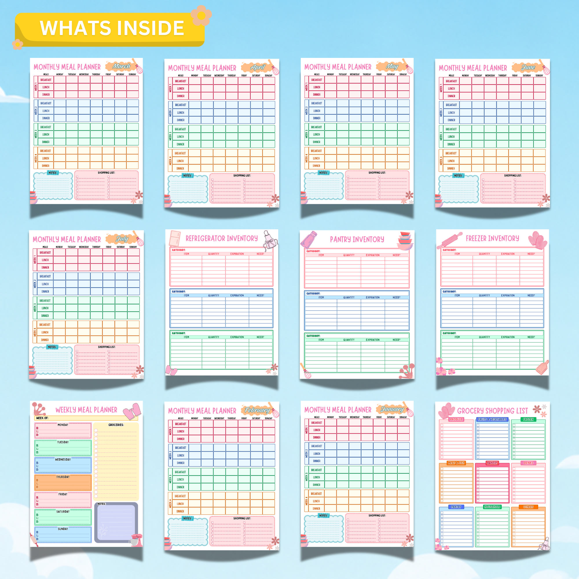 Kitchen Organizer Printable Bundle | Meal Planner, Grocery List & Pantry Inventory Tracker PDF 2 Kitchen Organizer Printable Bundle | Meal Planner, Grocery List & Pantry Inventory Tracker PDF - Image 2