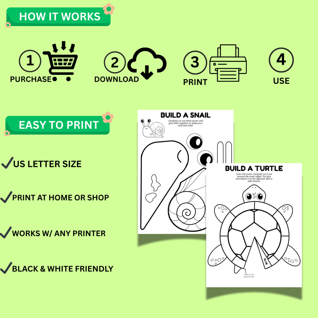 Keep Create Activity Build & Create Animal Activities Bundle For Kids | Printable Cut ...