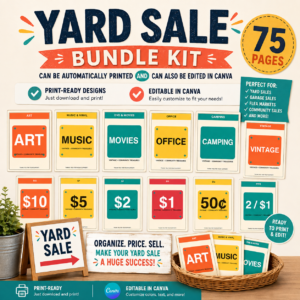 Yard Sale Bundle Kit – Printable & Editable Canva Templates