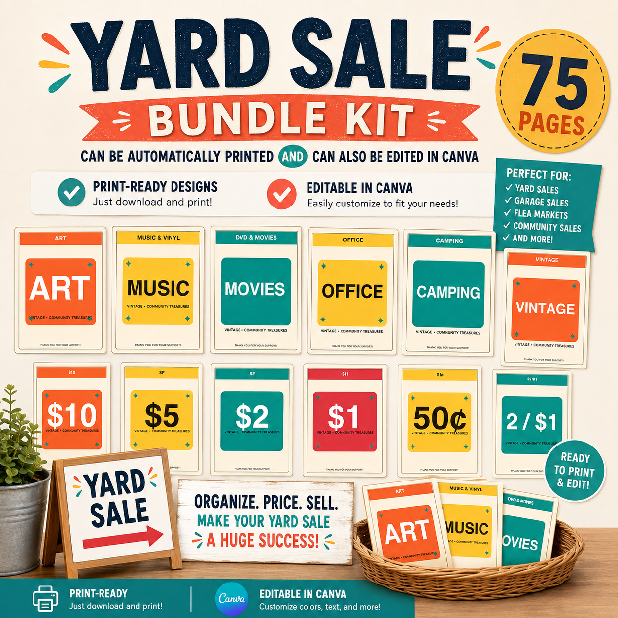 Yard Sale Bundle Kit – Printable & Editable Canva Templates 1 Yard Sale Bundle Kit – Printable & Editable Canva Templates
