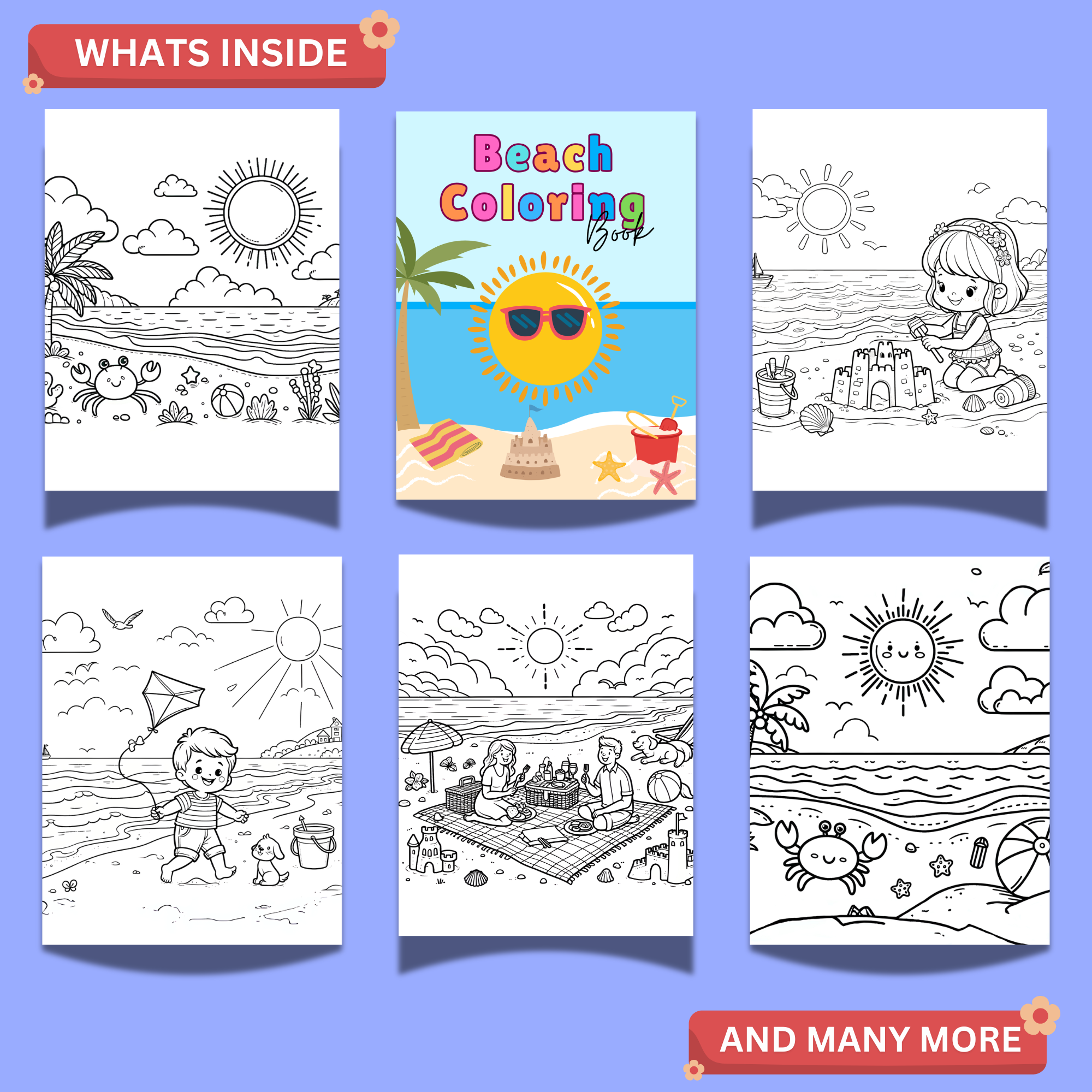 Beach Coloring Book Printable PDF For Kids – 32 Summer Coloring Pages ...