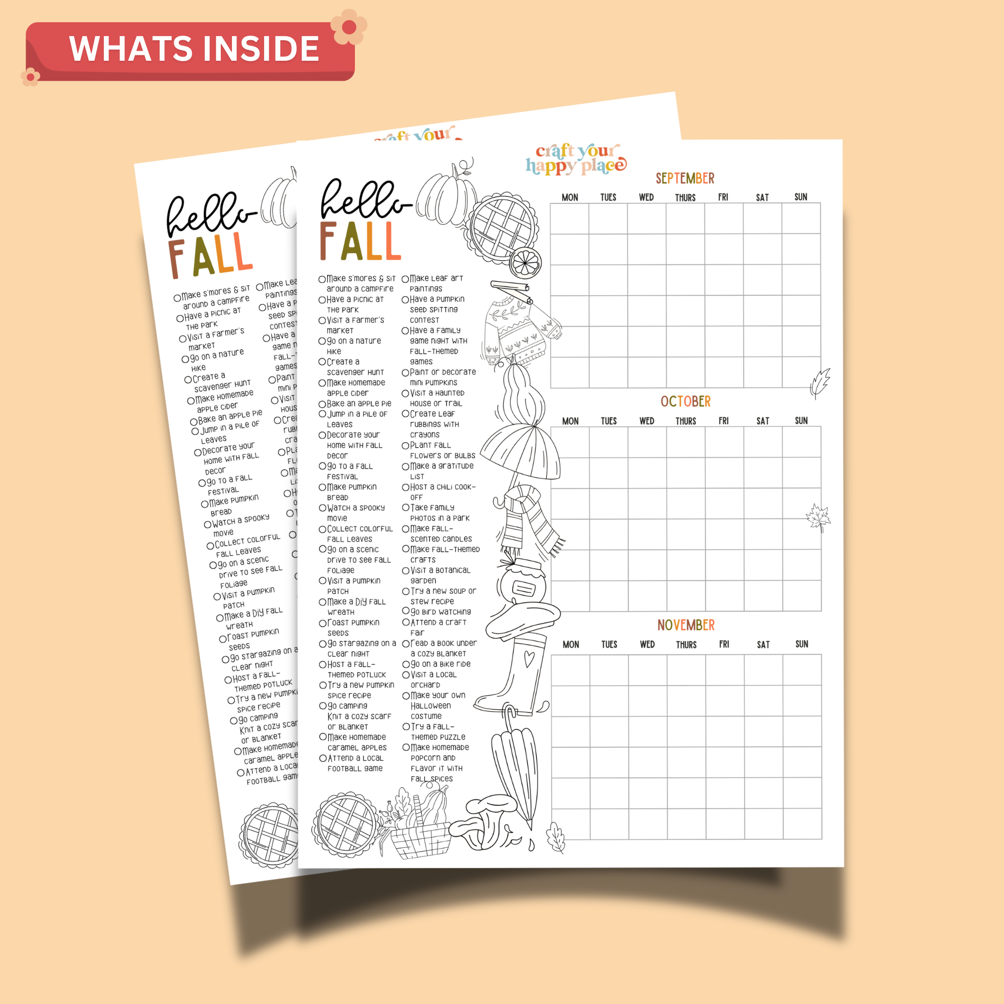 Fall Fun Calendars & Bucket List Printable PDF | Autumn Activity Planner for Families & Kids 2 Fall Fun Calendars & Bucket List Printable PDF | Autumn Activity Planner for Families & Kids - Image 2