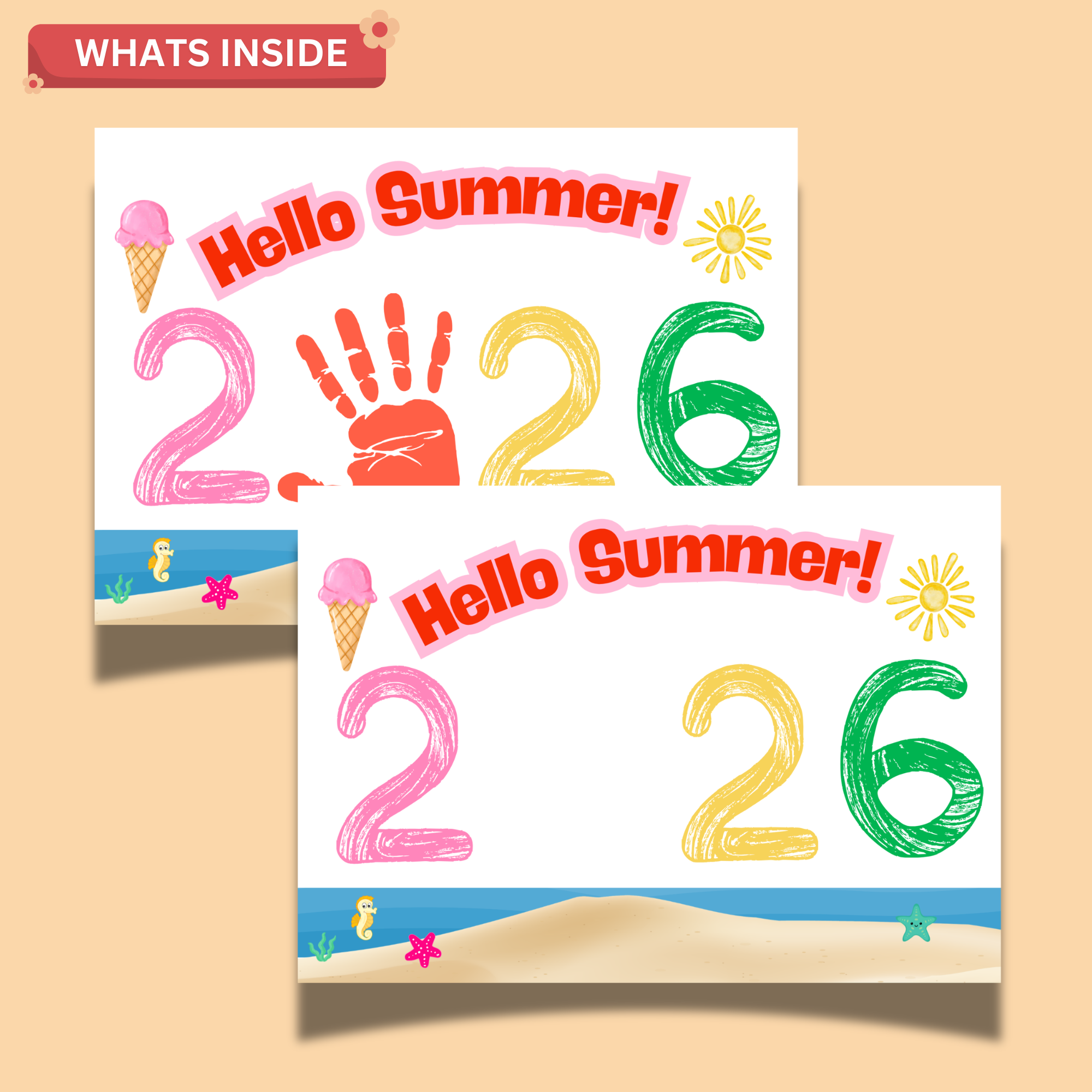 Hello Summer 2026 Handprint Craft Printable PDF | Preschool & Kindergarten Summer Keepsake | Instant Download 2 Hello Summer 2026 Handprint Craft Printable PDF | Preschool & Kindergarten Summer Keepsake | Instant Download - Image 2