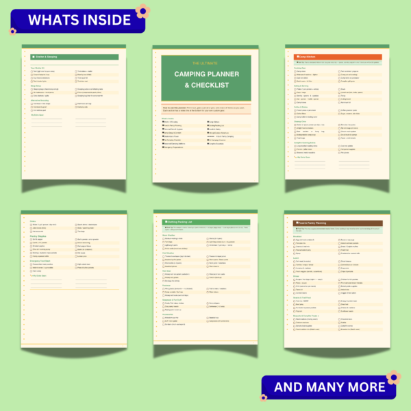 Camping Planner & Checklist Printable PDF – 17 Page Camping Trip ...